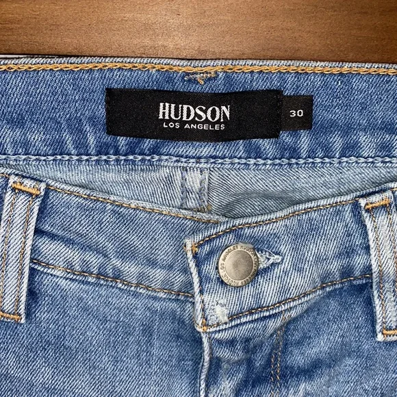 Hudson Stella mid rise crop straight light stonewashed cutoff 90’s inspo jeans - Picture 4 of 6